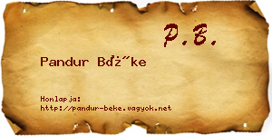 Pandur Béke névjegykártya
